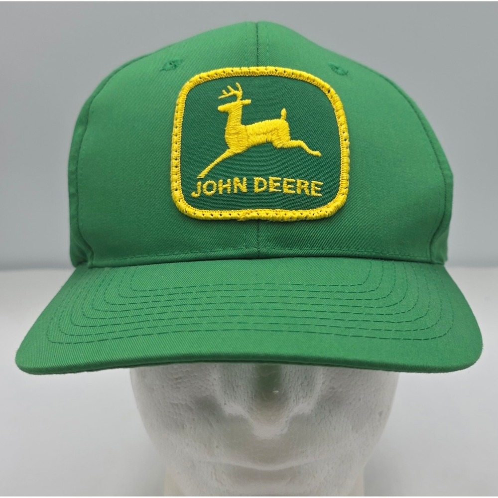 Vintage John Deere Nissin Trucker Hat Green Mesh Yellow‎ Logo Patch Snapback Cap